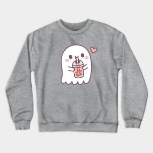 Cute Ghost Loves Boba Tea Crewneck Sweatshirt